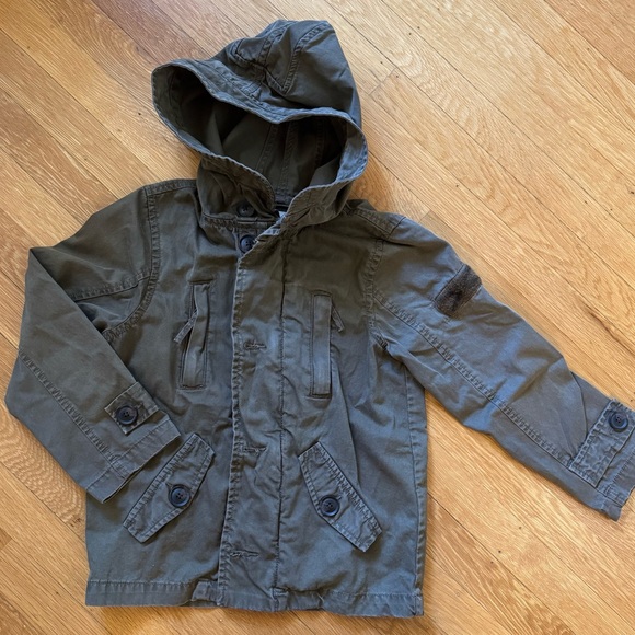 Zara Kids Dark Green Hooded Coat - Picture 1 of 4